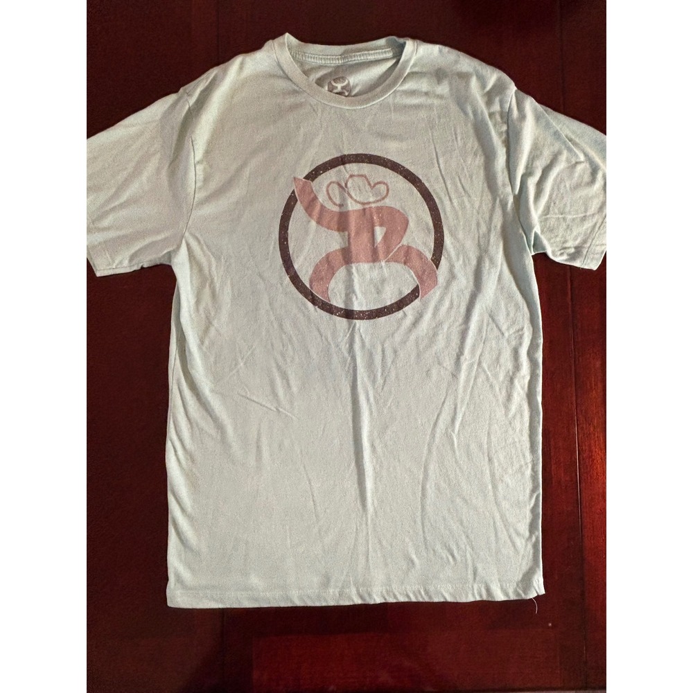 Hooey Brands Mens Aqua Blue Graphic Logo T-Shirt Short Sleeve Medium